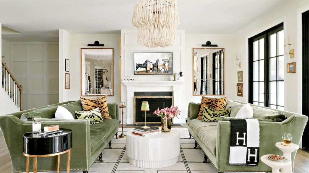 Dark green interior and fashion aesthetic